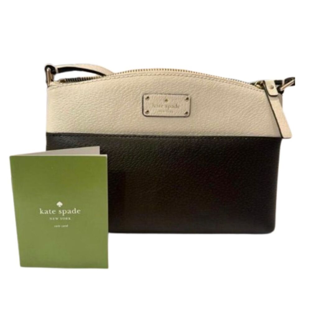 Kate Spade New York Black White Pebbled Leather Crossbody Bag Colorblock NWT